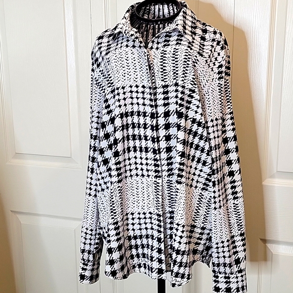 H&M Tops - Richard Allan x H&M Black and Cream Mixed Check Blouse Size 10